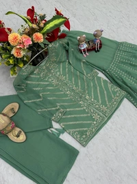 Azorte Fashion Elegant Embroidered Sharara Suit – Heavy Georgette Party Wear Set - Como, M Upto L