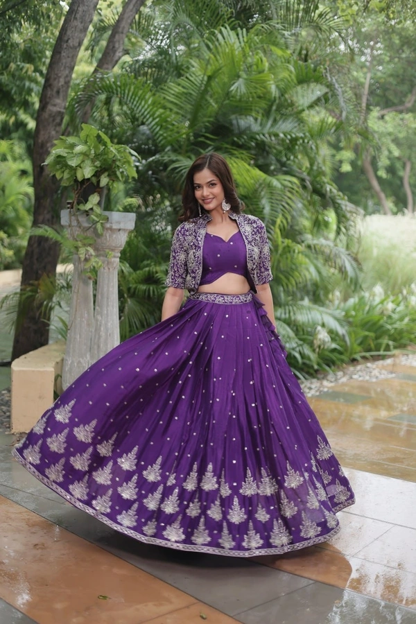 Azorte Fashion Designer Lehenga Choli Set with Sequins Embroidered Koti – Perfect for Weddings & Festive Wear - Full-Stitched, 40 Size Stitched (Alterable from 38” to 44”)