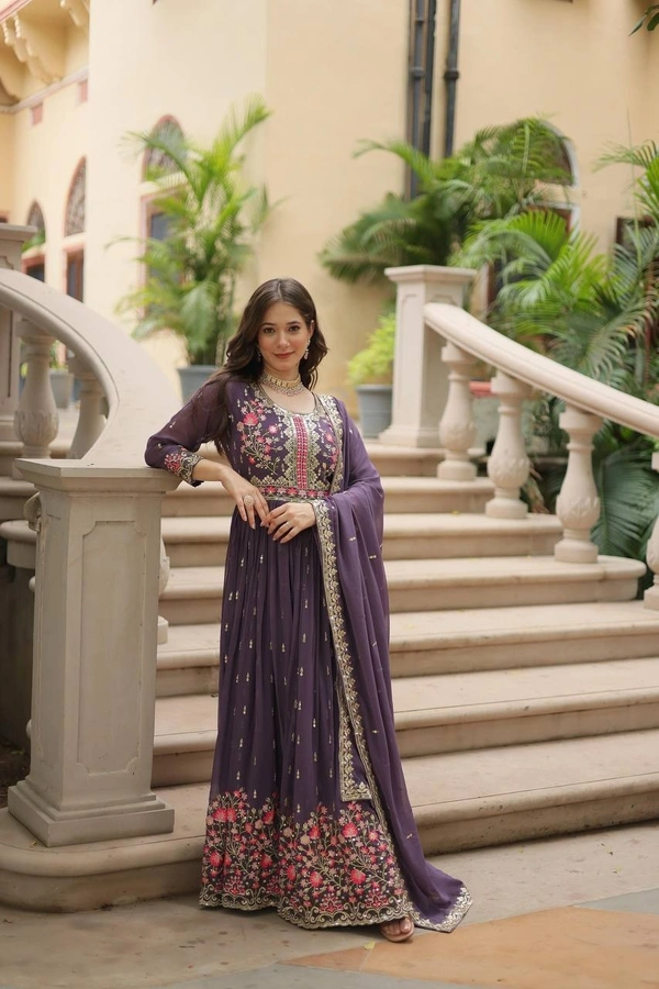 Azorte Fashion Stylish Faux Georgette Sharara Set with Sequins Embroidery – Perfect for Weddings & Festive Wear - Matterhorn, M (38)