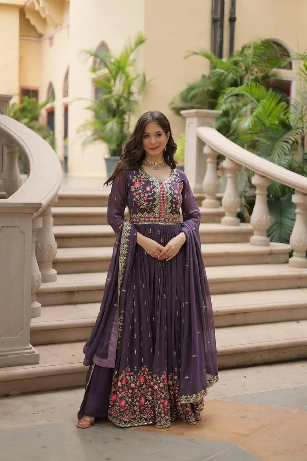 Azorte Fashion Stylish Faux Georgette Sharara Set with Sequins Embroidery – Perfect for Weddings & Festive Wear - Matterhorn, M (38)