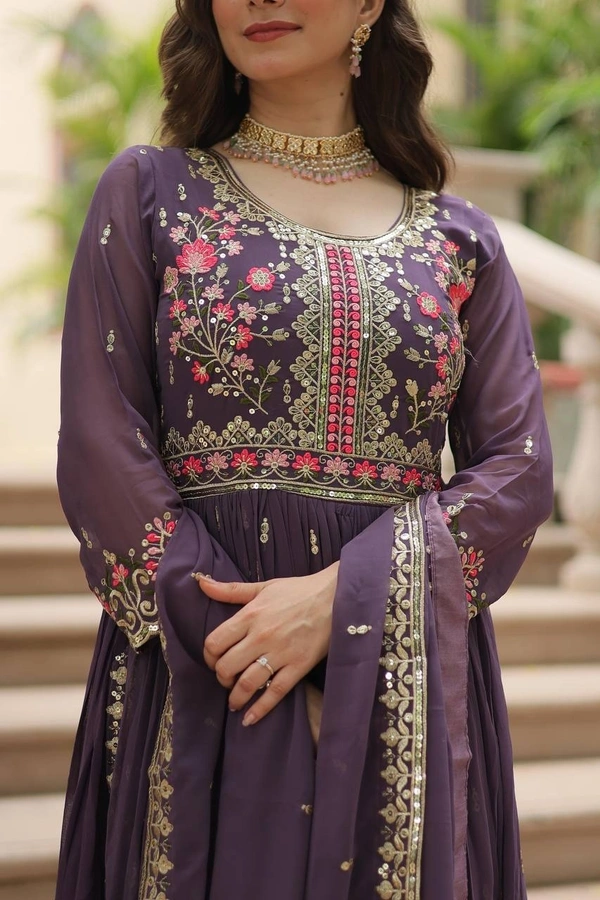 Azorte Fashion Stylish Faux Georgette Sharara Set with Sequins Embroidery – Perfect for Weddings & Festive Wear - Matterhorn, M (38)
