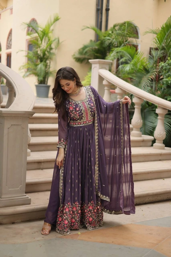 Azorte Fashion Stylish Faux Georgette Sharara Set with Sequins Embroidery – Perfect for Weddings & Festive Wear - Matterhorn, M (38)