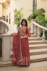 Azorte Fashion Stylish Faux Georgette Sharara Set with Sequins Embroidery – Perfect for Weddings & Festive Wear - Apm, M (38)