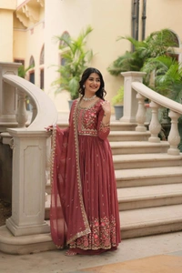 Azorte Fashion Stylish Faux Georgette Sharara Set with Sequins Embroidery – Perfect for Weddings & Festive Wear - Apm, M (38)