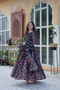 Azorte Fashion Elegant Pure Cotton Kurti Set with Pant & Dupatta – Comfortable & Stylish Ethnic Wear - Mirage, XL (42)