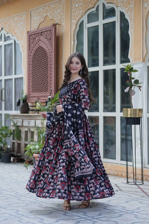 Azorte Fashion Elegant Pure Cotton Kurti Set with Pant & Dupatta – Comfortable & Stylish Ethnic Wear - Mirage, XL (42)