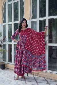 Azorte Fashion Elegant Pure Cotton Kurti Set with Pant & Dupatta – Comfortable & Stylish Ethnic Wear - Disco, M (38)