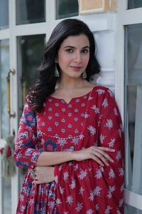 Azorte Fashion Elegant Pure Cotton Kurti Set with Pant & Dupatta – Comfortable & Stylish Ethnic Wear - Disco, M (38)