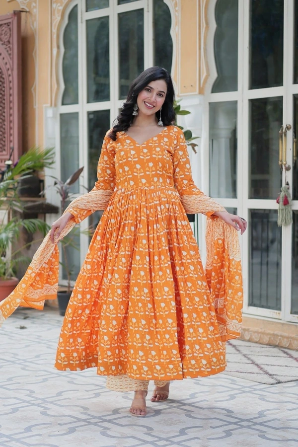 Azorte Fashion Elegant Cotton Kurti Set with Dupatta – Trendy & Comfortable Ethnic Wear - Red Damask, M (38)