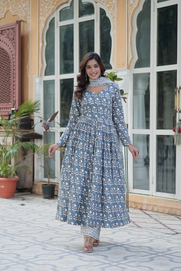 Azorte Fashion Elegant Cotton Kurti Set with Dupatta – Trendy & Comfortable Ethnic Wear - Hoki, M (38)