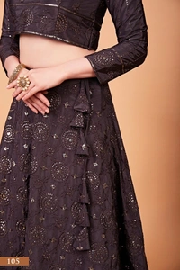 Azorte Fashion Luxury Heavy Tebi Silk Lehenga Set – 4m Flair, Embroidered Blouse & Net Dupatta - Unstitched Blouse, Semi Stitched Lehenga