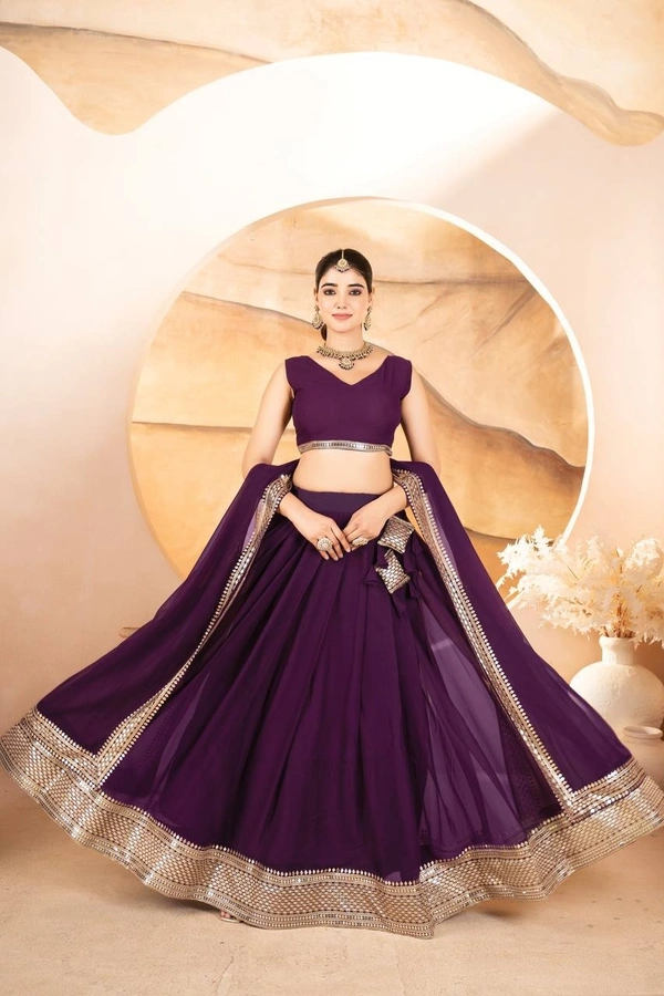 Azorte Fashion Designer Dyeable Lehenga Choli Set | Sequins Embroidery | Azorte Fashion - Valentino, Lehenga - Semi Stitched, Blouse - Unstitched