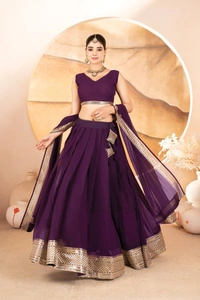 Azorte Fashion Designer Dyeable Lehenga Choli Set | Sequins Embroidery | Azorte Fashion - Valentino, Lehenga - Semi Stitched, Blouse - Unstitched