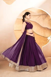 Azorte Fashion Designer Dyeable Lehenga Choli Set | Sequins Embroidery | Azorte Fashion - Valentino, Lehenga - Semi Stitched, Blouse - Unstitched
