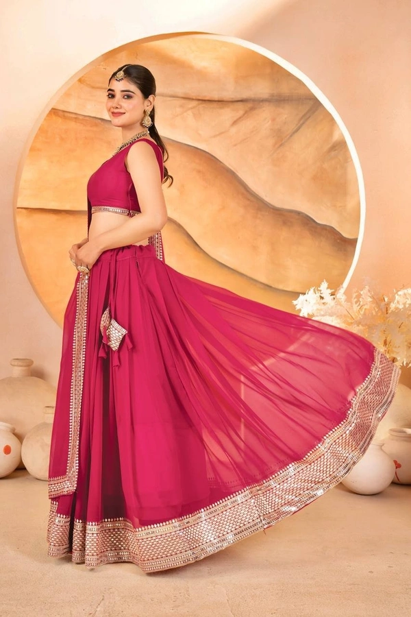 Azorte Fashion Designer Dyeable Lehenga Choli Set | Sequins Embroidery | Azorte Fashion - Maroon Flush, Lehenga - Semi Stitched, Blouse - Unstitched