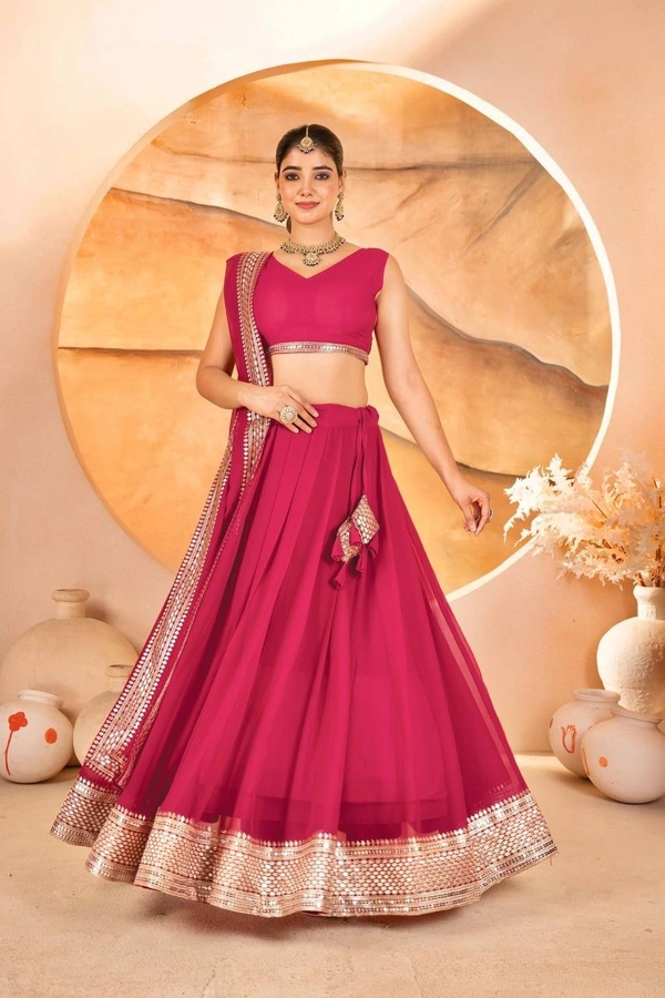 Azorte Fashion Designer Dyeable Lehenga Choli Set | Sequins Embroidery | Azorte Fashion - Maroon Flush, Lehenga - Semi Stitched, Blouse - Unstitched