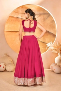 Azorte Fashion Designer Dyeable Lehenga Choli Set | Sequins Embroidery | Azorte Fashion - Maroon Flush, Lehenga - Semi Stitched, Blouse - Unstitched