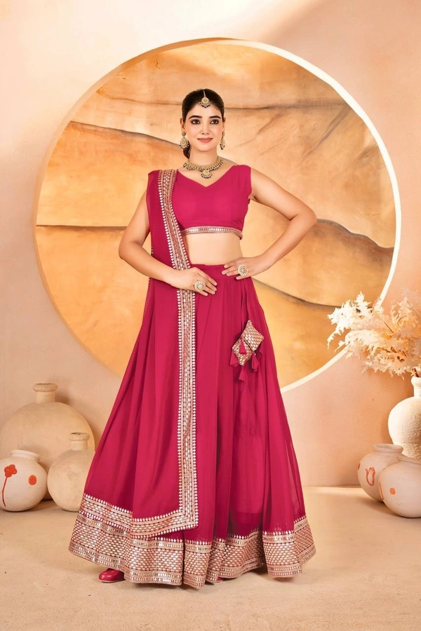 Azorte Fashion Designer Dyeable Lehenga Choli Set | Sequins Embroidery | Azorte Fashion - Maroon Flush, Lehenga - Semi Stitched, Blouse - Unstitched