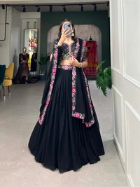 Azorte Fashion Georgette Lehenga Choli | Sequins & Embroidery | Elegant Party & Wedding Wear - Stitched, Unstitched Blouse