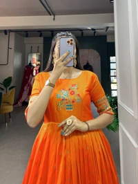 Azorte Fashion Jacquard Silk Paithani Gown | Timeless Elegance & Traditional Charm - ONG, Chest Size: 40" (Expandable up to 42” with extra margin)