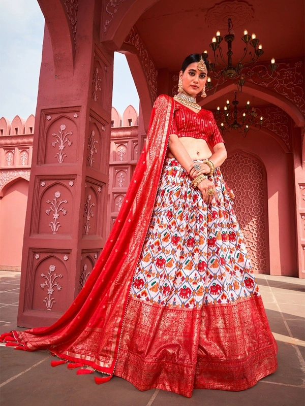 Azorte Fashion Dola Silk Patola Print Lehenga | Foil Work Dupatta | Festive & Wedding Wear - Stitched, Unstitched Blouse