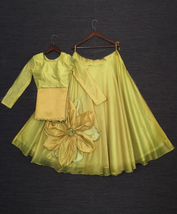 Azorte Fashion Rajwadi Chanderi Silk Lehenga | Handmade Floral Work | Elegant & Festive Wear - Stitched, Unstitched Blouse