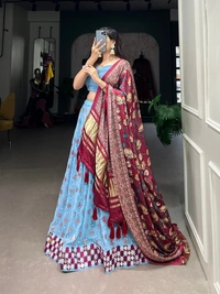 Azorte Fashion Designer Georgette Lehenga Choli | Mirror & Sequin Embroidery | Wedding & Festive Wear - Design-1, Stitched, Unstitched