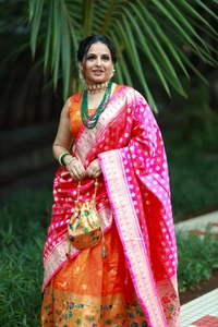Azorte Fashion Paithani Silk Lehenga Choli with Zari Weaving & Jacquard Dupatta - Stitched, Unstitched