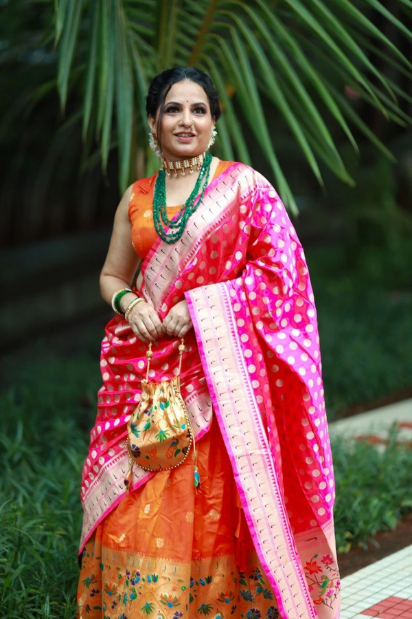 Azorte Fashion Paithani Silk Lehenga Choli with Zari Weaving & Jacquard Dupatta - Stitched, Unstitched