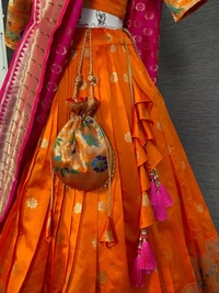 Azorte Fashion Paithani Silk Lehenga Choli with Zari Weaving & Jacquard Dupatta - Stitched, Unstitched