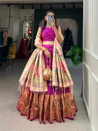 Azorte Fashion Paithani Jacquard Silk Lehenga Choli with Zari Weaving & Dupatta - Flirt, Stitched, Unstitched