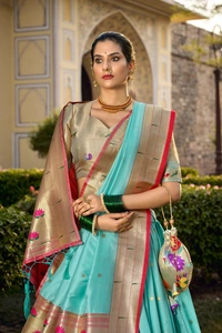Azorte Fashion Paithani Jacquard Silk Lehenga Choli with Zari Weaving & Dupatta - Carlo, Stitched, Unstitched