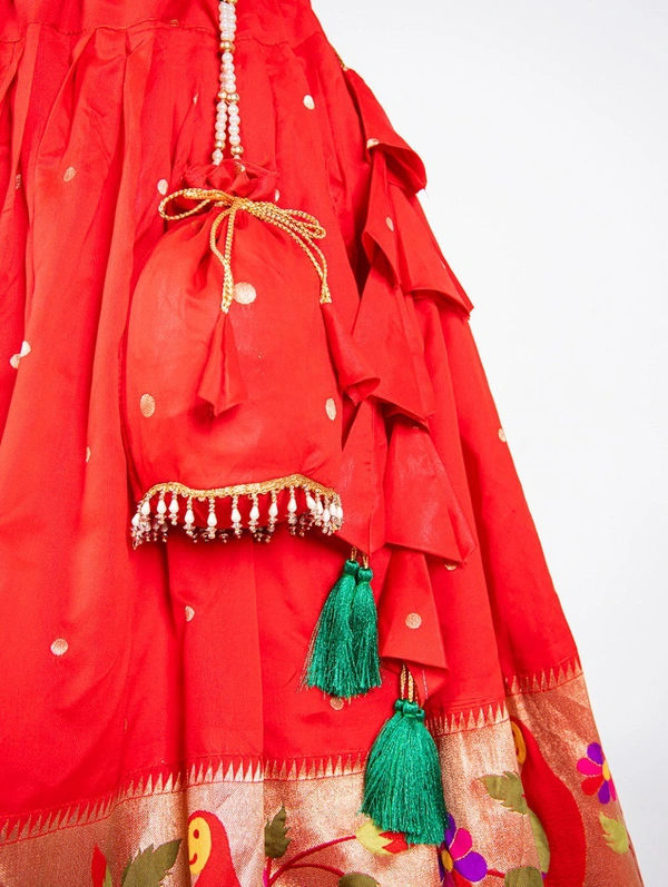 Azorte Fashion Paithani Jacquard Silk Lehenga Choli with Handwork Blouse & Dupatta - Stitched, Unstitched