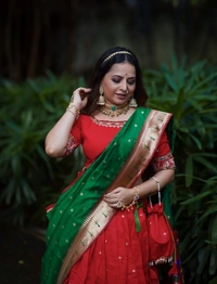 Azorte Fashion Paithani Jacquard Silk Lehenga Choli with Handwork Blouse & Dupatta - Stitched, Unstitched