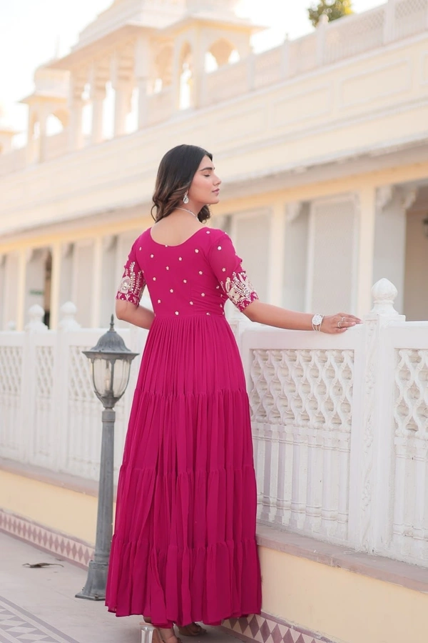 Azorte Fashion Premium Designer Gown | Faux Blooming | Zari & Sequins Embroidery | 12M Flair - HBS, L