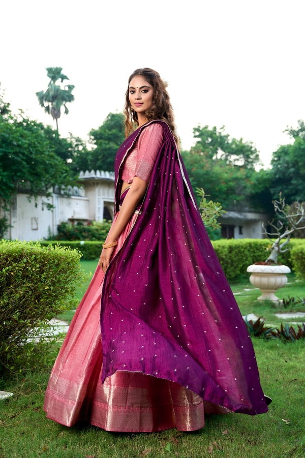 Azorte Fashion Kanchipuram Silk Lehenga Choli with Zari Weaving & Embroidered Dupatta - Blh, Stitched, Unstitched