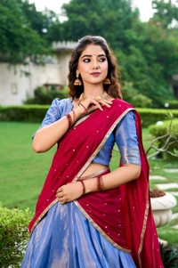 Azorte Fashion Kanchipuram Silk Lehenga Choli with Zari Weaving & Embroidered Dupatta - Idg, Stitched, Unstitched