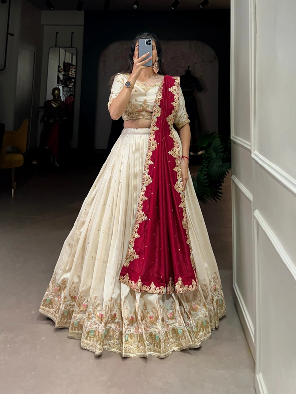Azorte Fashion Vichitra Silk Bridesmaid Lehenga Choli with Sequins & Embroidery – Wedding Collection  - Stitched, Unstitched