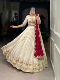Azorte Fashion Vichitra Silk Bridesmaid Lehenga Choli with Sequins & Embroidery – Wedding Collection  - Stitched, Unstitched