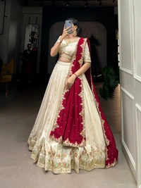 Azorte Fashion Vichitra Silk Bridesmaid Lehenga Choli with Sequins & Embroidery – Wedding Collection  - Stitched, Unstitched