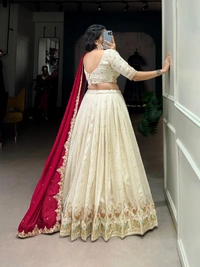 Azorte Fashion Vichitra Silk Bridesmaid Lehenga Choli with Sequins & Embroidery – Wedding Collection  - Stitched, Unstitched