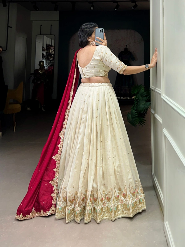 Azorte Fashion Vichitra Silk Bridesmaid Lehenga Choli with Sequins & Embroidery – Wedding Collection  - Stitched, Unstitched