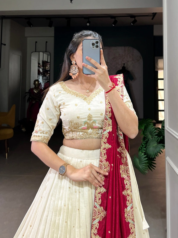 Azorte Fashion Vichitra Silk Bridesmaid Lehenga Choli with Sequins & Embroidery – Wedding Collection  - Stitched, Unstitched