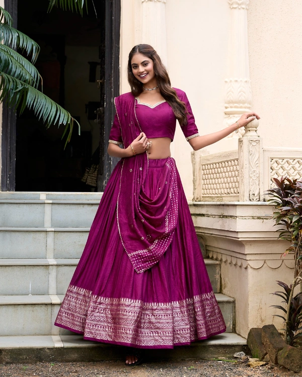 Azorte Fashion Gaji Silk Lehenga Choli Set with Digital Print & Tassel Dupatta – Ethnic Festive Wear - JAM, Stitched, Unstitched