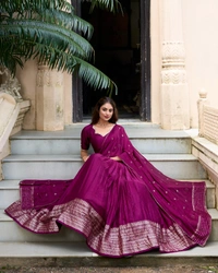 Azorte Fashion Gaji Silk Lehenga Choli Set with Digital Print & Tassel Dupatta – Ethnic Festive Wear - JAM, Stitched, Unstitched