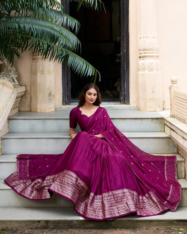 Azorte Fashion Gaji Silk Lehenga Choli Set with Digital Print & Tassel Dupatta – Ethnic Festive Wear - JAM, Stitched, Unstitched