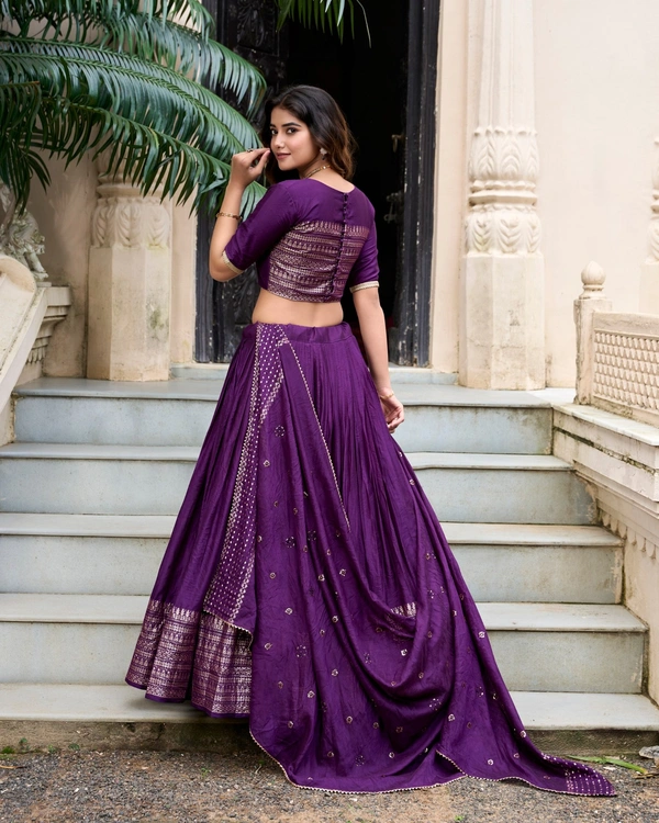 Azorte Fashion Gaji Silk Lehenga Choli Set with Digital Print & Tassel Dupatta – Ethnic Festive Wear - Gum, Stitched, Unstitched