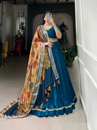Azorte Fashion Chinon Silk Lehenga Choli Set with Tussar Dupatta – Wedding Collection 2025 - VGE, Stitched, Unstitched