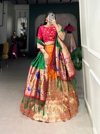 Azorte Fashion Paithani Jacquard Lehenga Choli with Zari Weaving & Embroidered Blouse | Heritage Festive Wear - Stitched, Unstitched