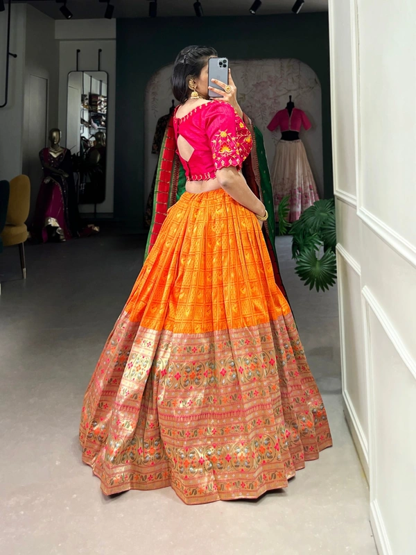 Azorte Fashion Paithani Jacquard Lehenga Choli with Zari Weaving & Embroidered Blouse | Heritage Festive Wear - Stitched, Unstitched